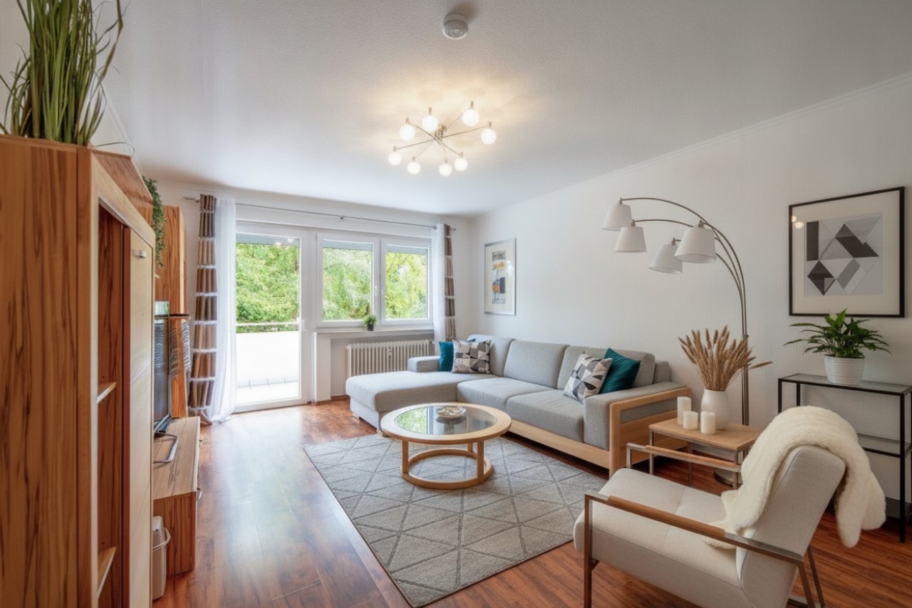 Wohnbereich mit Zugang zum Südbalkon Wohnbereich mit Zugang zum Südbalkon